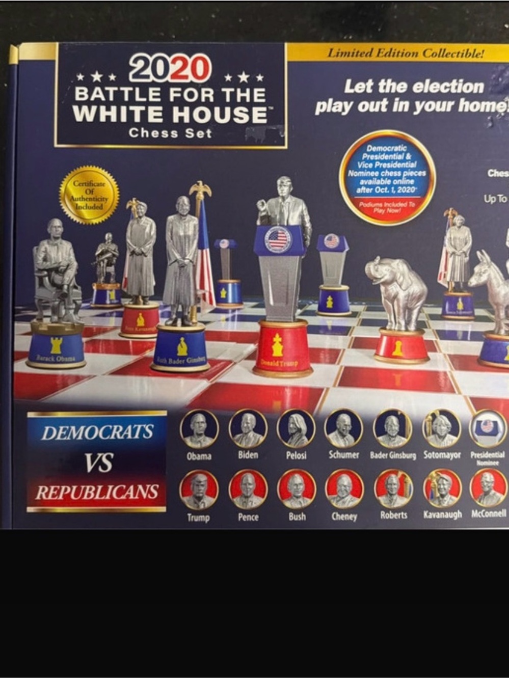 2020 Battle for the White House Chess Set - Political Themed Game (Blue/Red) New